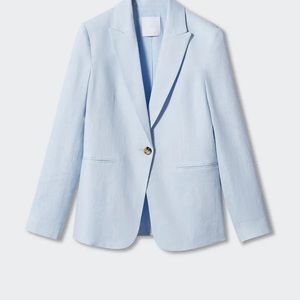 Mango linen light blue blazer